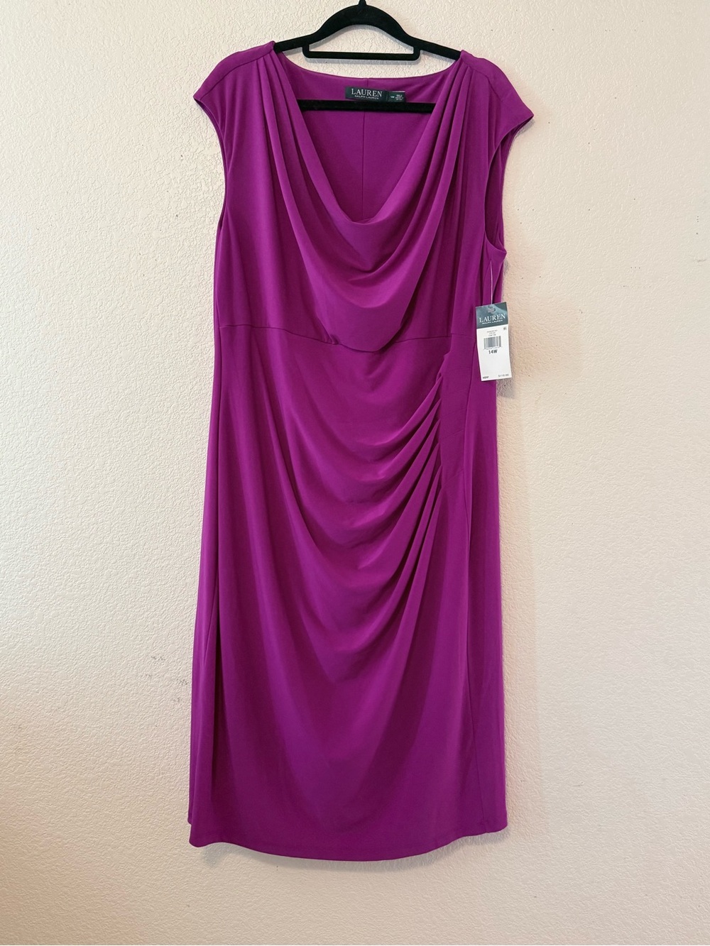 Lauren Ralph Lauren Magenta Draped Sheath Dress 0330